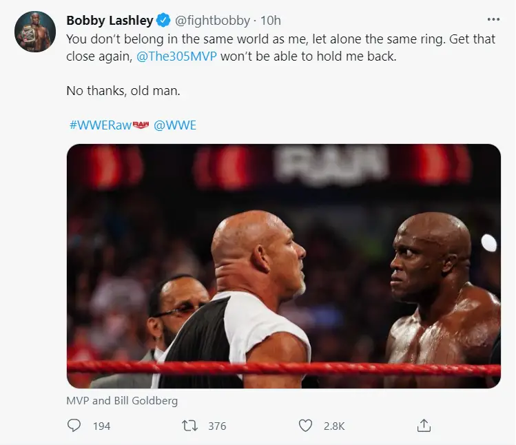 Bobby lashley goldberg twitter